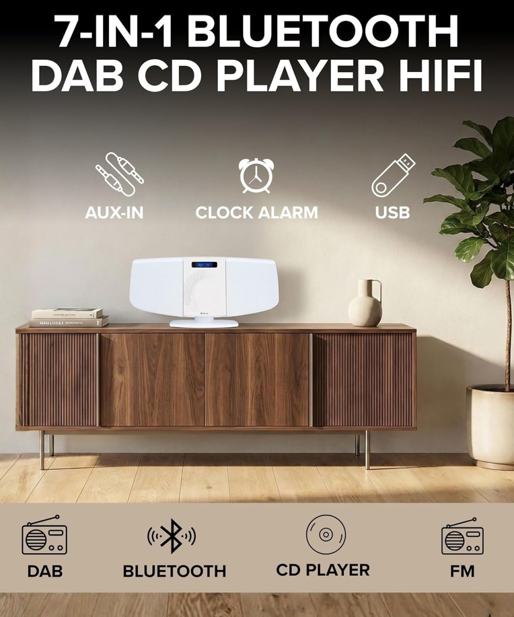Bluetooth DAB+ CD Player HiFi Stereo Wall Mount FM USB AUX Remote - Kwikley