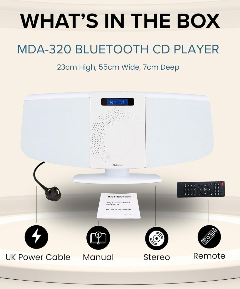 Bluetooth DAB+ CD Player HiFi Stereo Wall Mount FM USB AUX Remote - Kwikley