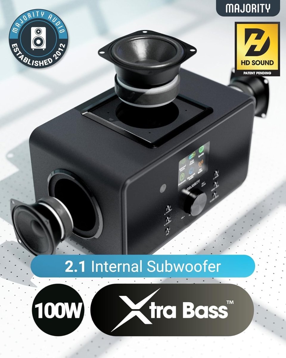 Bluetooth DAB+ Internet Radio with 100W Speakers, FM, Spotify & USB - Kwikley
