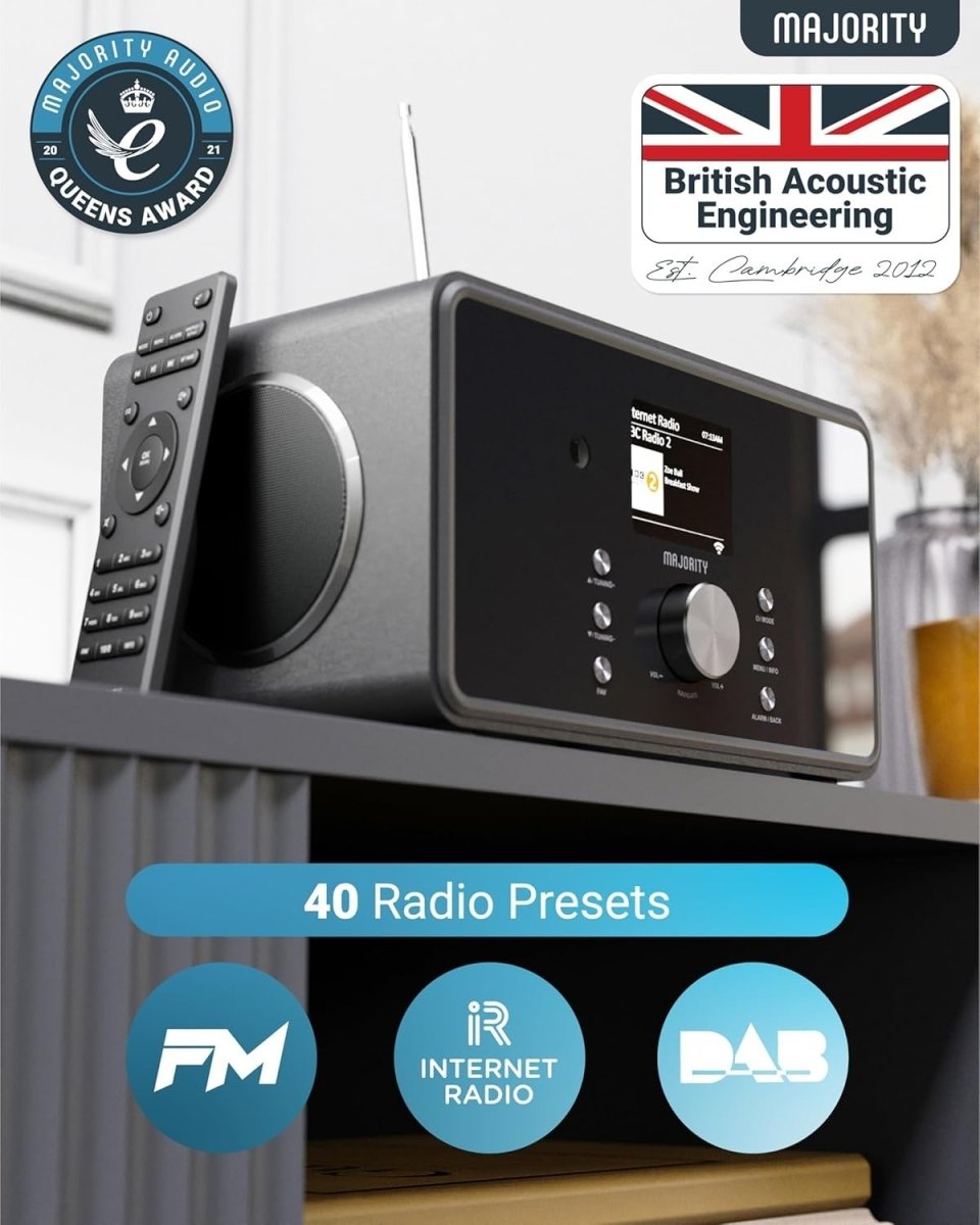 Bluetooth DAB+ Internet Radio with 100W Speakers, FM, Spotify & USB - Kwikley
