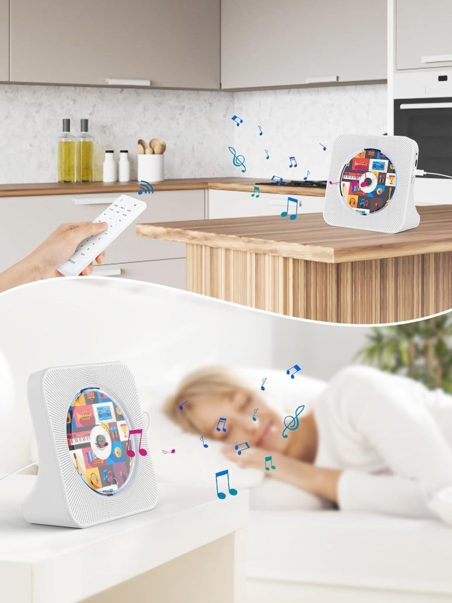 Bluetooth Desktop CD Player HiFi Speakers FM Radio USB LCD Timer - Kwikley