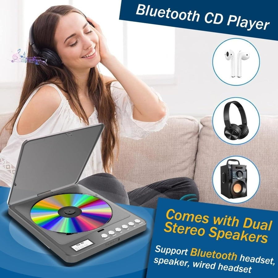 Bluetooth Portable CD Player Built in Speakers Rechargeable Anti Skip - Kwikley