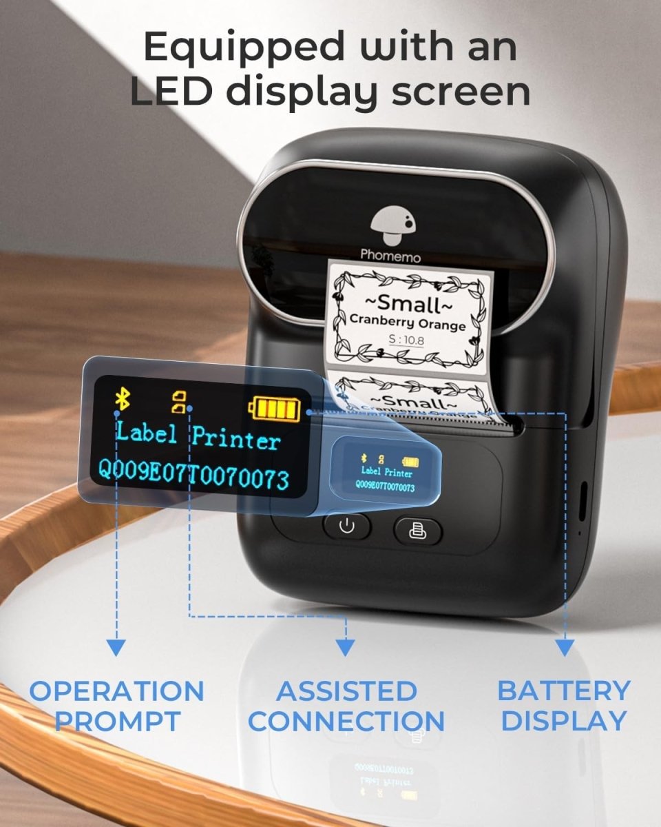 Bluetooth Thermal Label Printer Mini 40x30mm Black - Kwikley