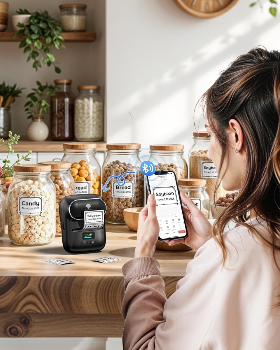 Bluetooth Thermal Label Printer Mini 40x30mm Black - Kwikley