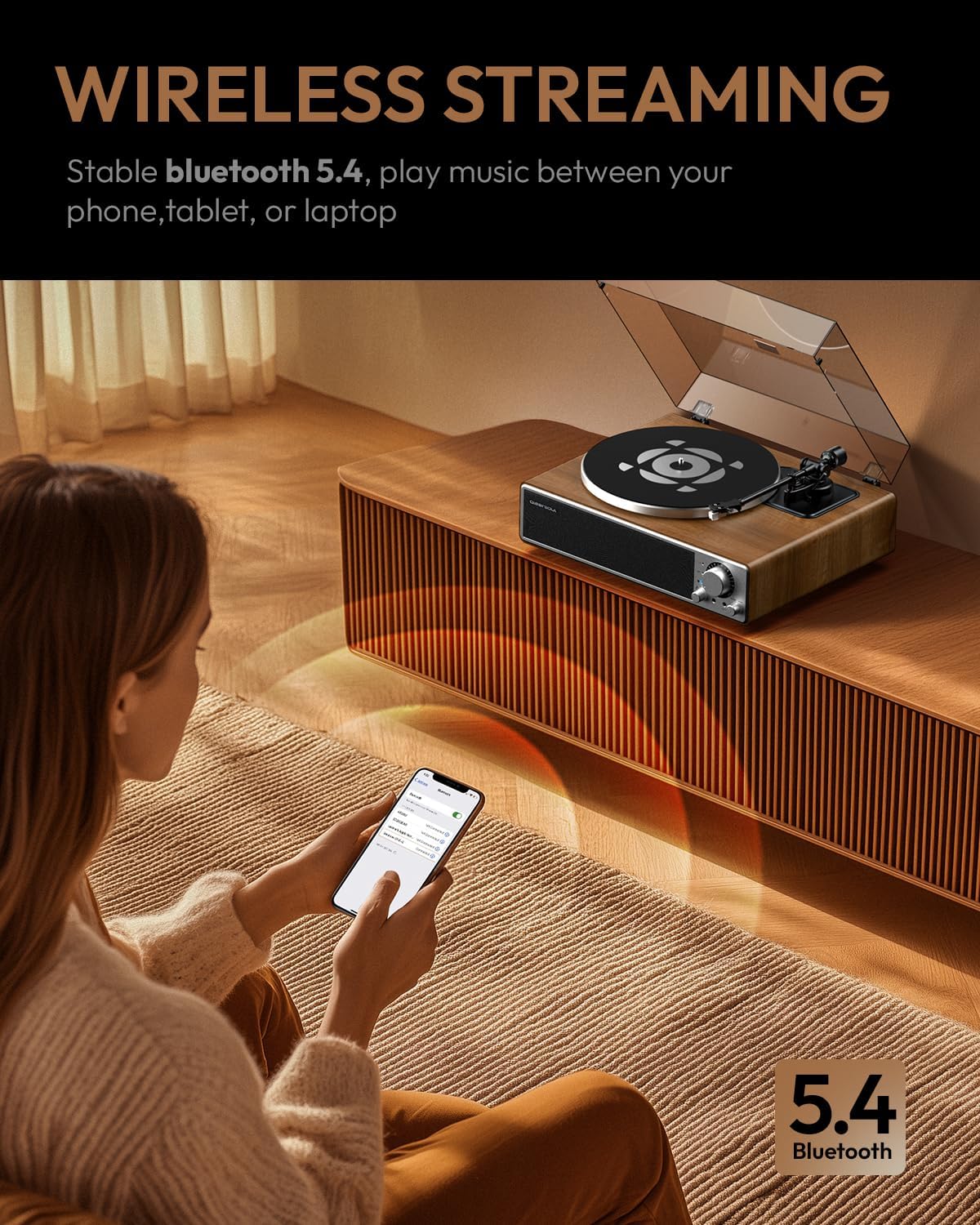 Bluetooth Turntable Record Player HiFi Speakers 33/45RPM Vinyl Player - Kwikley