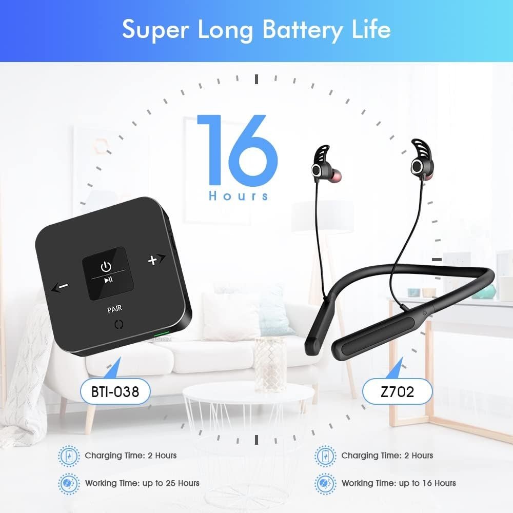 Bluetooth TV Headphones with Transmitter No Delay - Kwikley