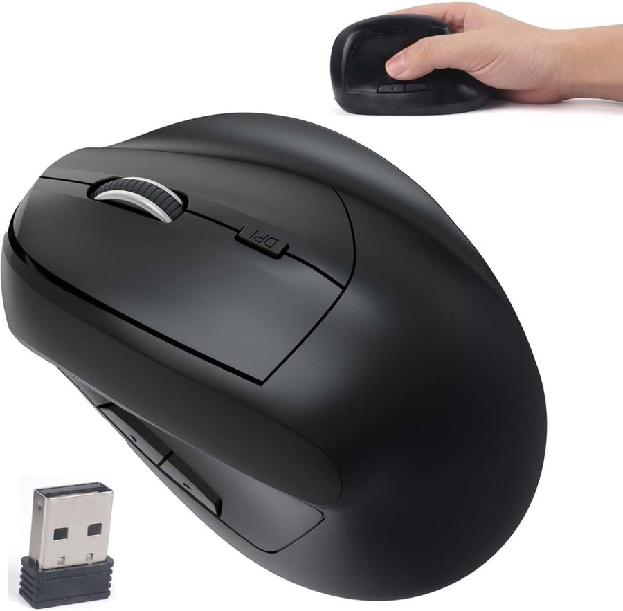 Bluetooth Vertical Wireless Mouse Silent Ergonomic Rechargeable 7 Keys - Kwikley