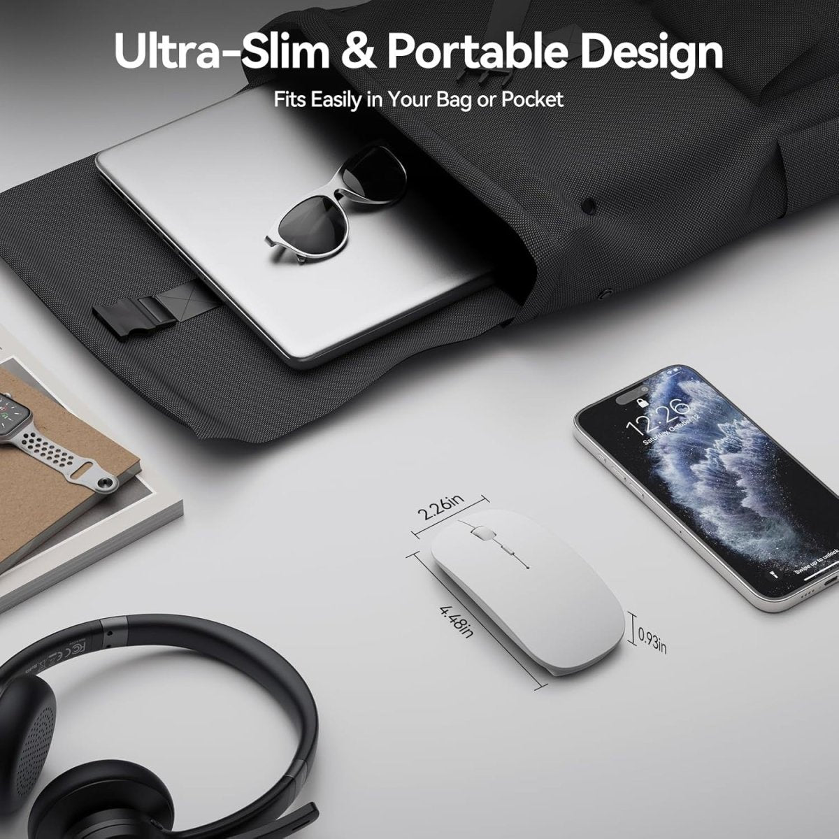 Bluetooth Wireless Mouse 4800 DPI Rechargeable Slim Quiet USB - Kwikley