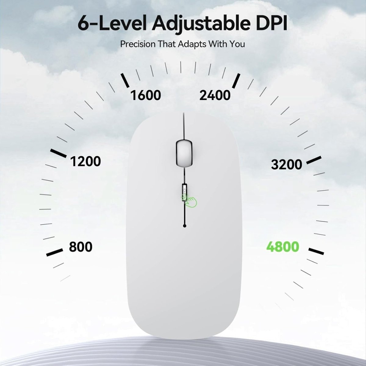 Bluetooth Wireless Mouse 4800 DPI Rechargeable Slim Quiet USB - Kwikley