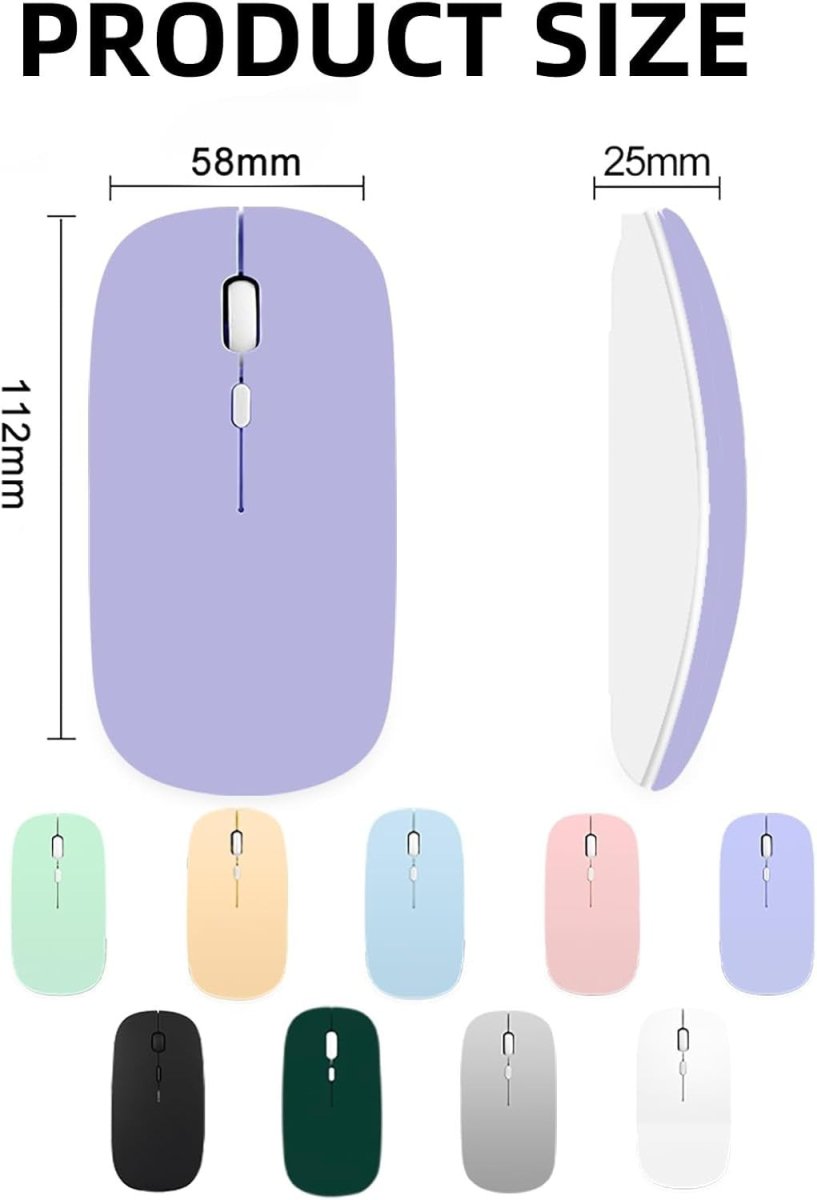 Bluetooth Wireless Mouse Rechargeable Silent 1600 DPI USB - Kwikley