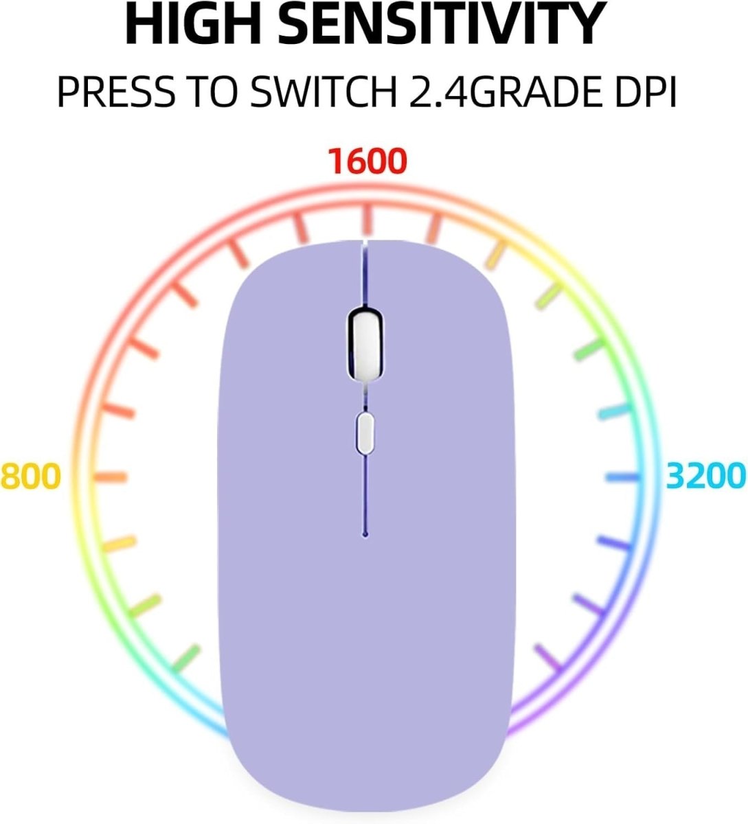 Bluetooth Wireless Mouse Rechargeable Silent 1600 DPI USB - Kwikley