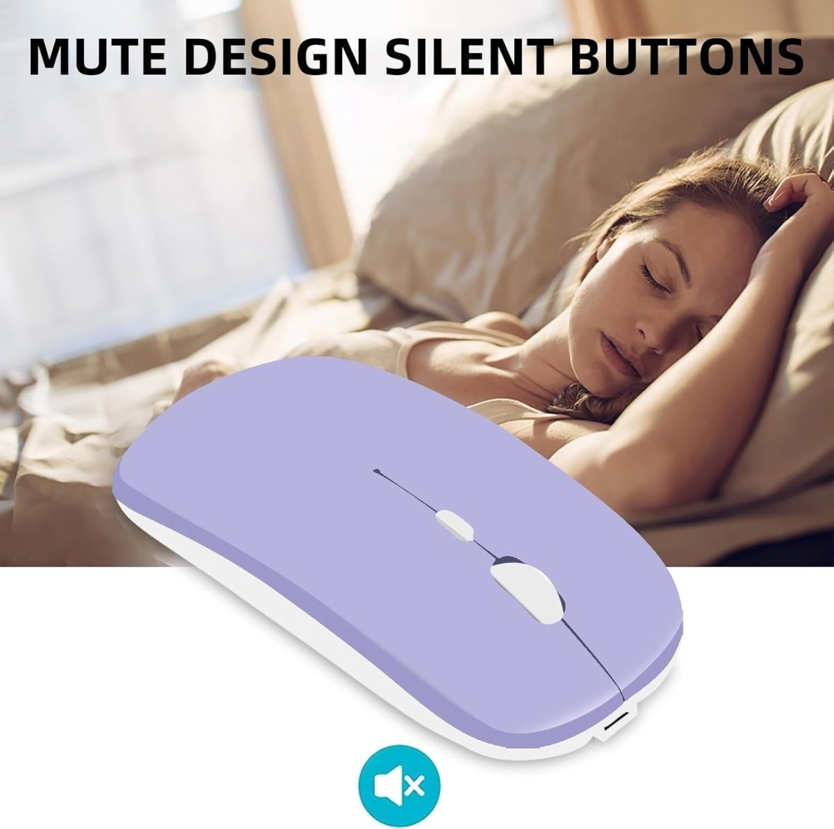 Bluetooth Wireless Mouse Rechargeable Silent 1600 DPI USB - Kwikley