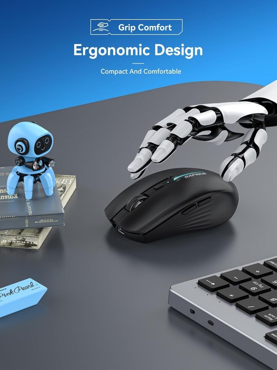 Bluetooth Wireless Mouse Tri - Mode Rechargeable Quiet Click - Kwikley