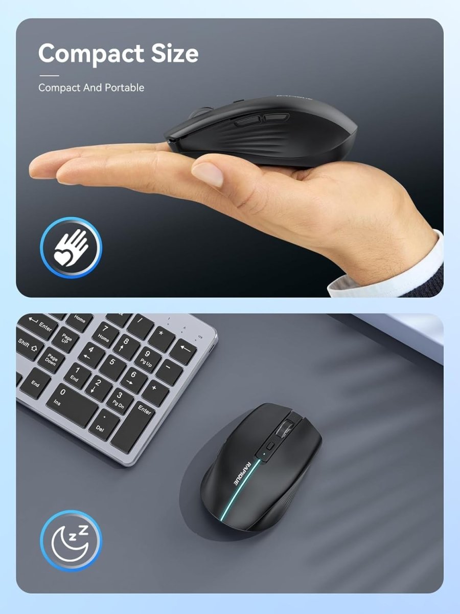 Bluetooth Wireless Mouse Tri - Mode Rechargeable Quiet Click - Kwikley