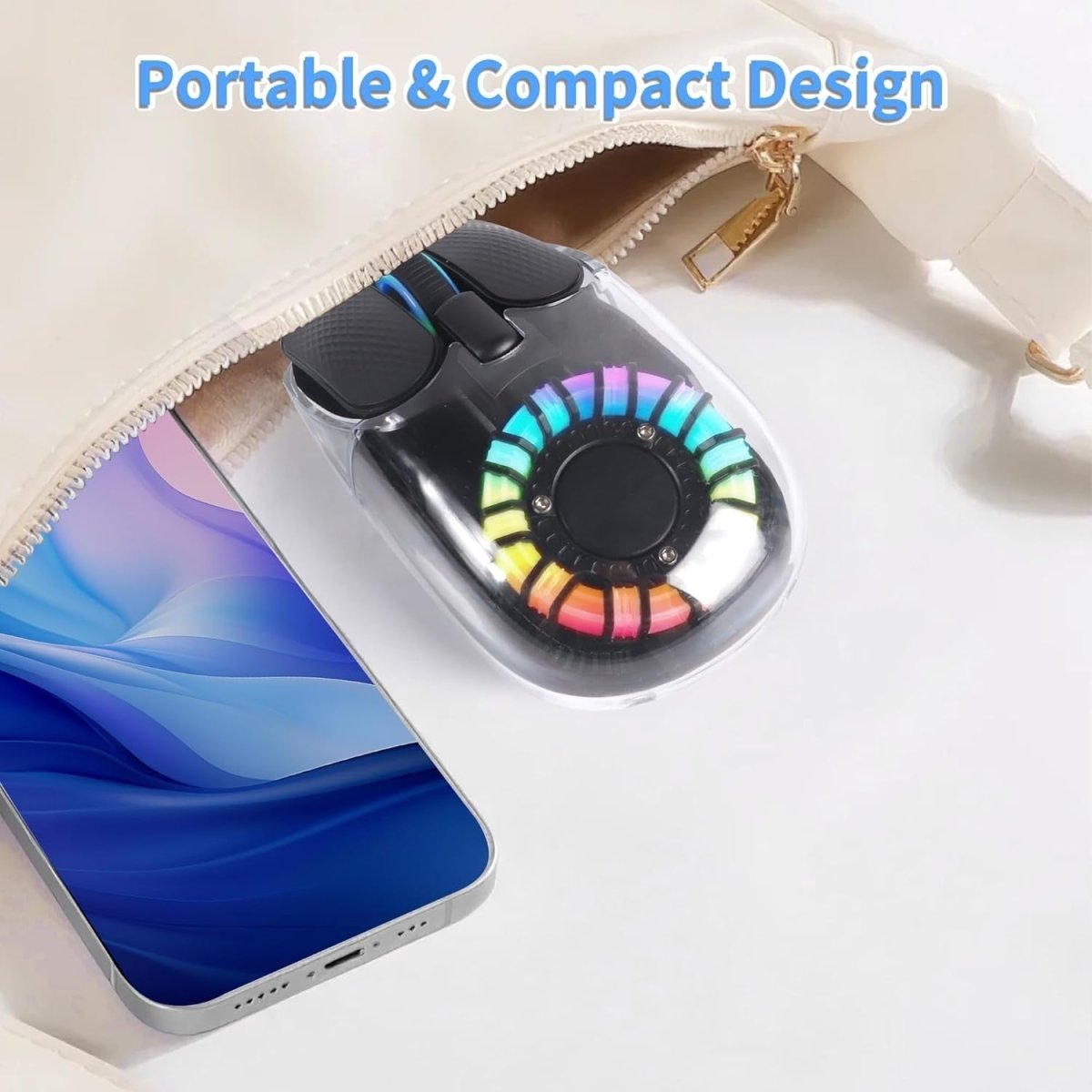 Bluetooth Wireless Mouse Tri - Mode USB Nano Receiver RGB Black - Kwikley