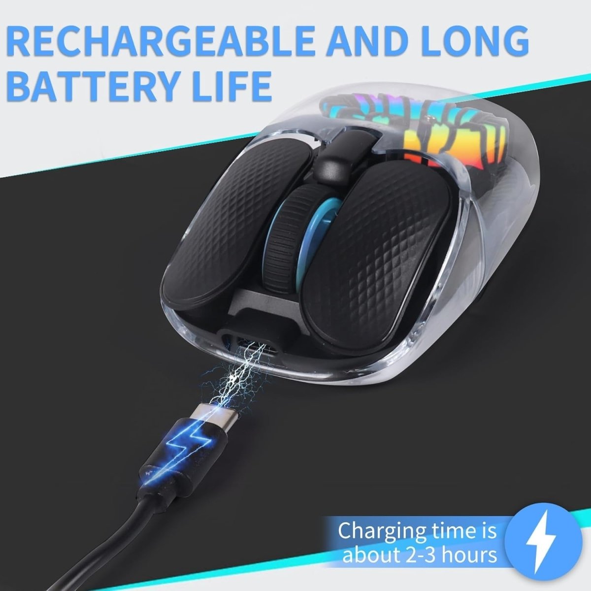 Bluetooth Wireless Mouse Tri - Mode USB Nano Receiver RGB Black - Kwikley