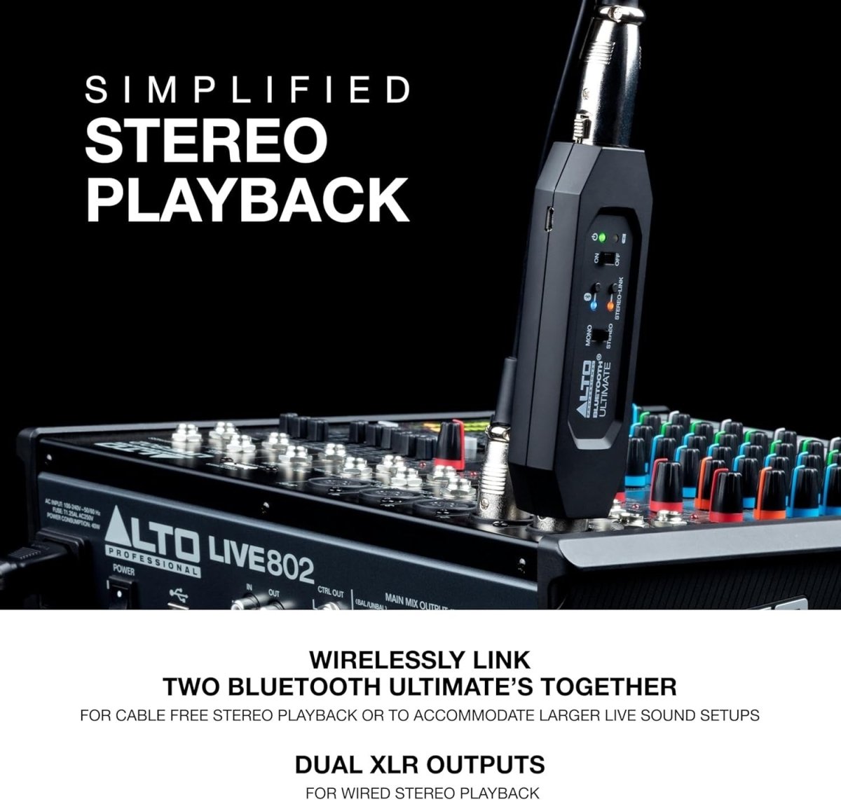 Bluetooth XLR Stereo Receiver Rechargeable for Mixer PA - Kwikley