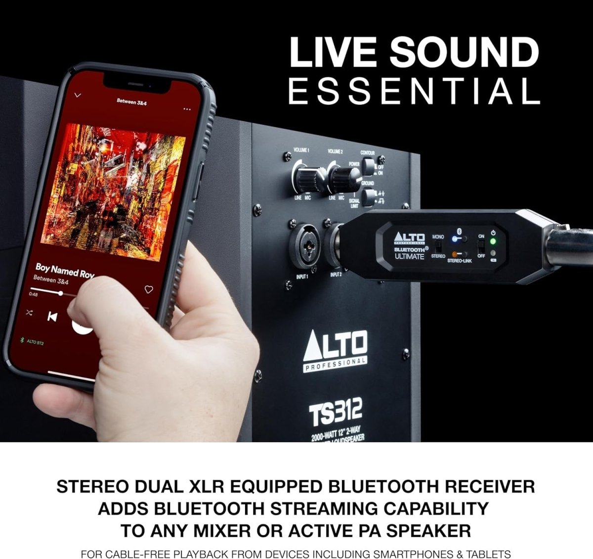 Bluetooth XLR Stereo Receiver Rechargeable for Mixer PA - Kwikley