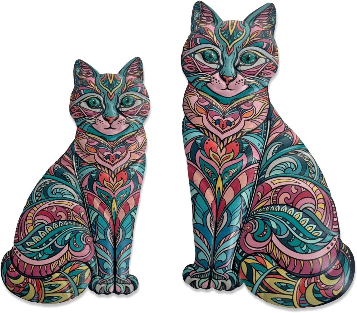 Boho Cat Metal Wall Art Hanging Decor 2 Piece Set - Kwikley
