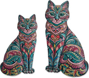 Boho Cat Metal Wall Art Hanging Decor 2 Piece Set - Kwikley
