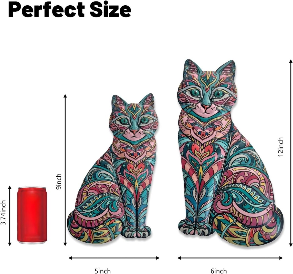 Boho Cat Metal Wall Art Hanging Decor 2 Piece Set - Kwikley