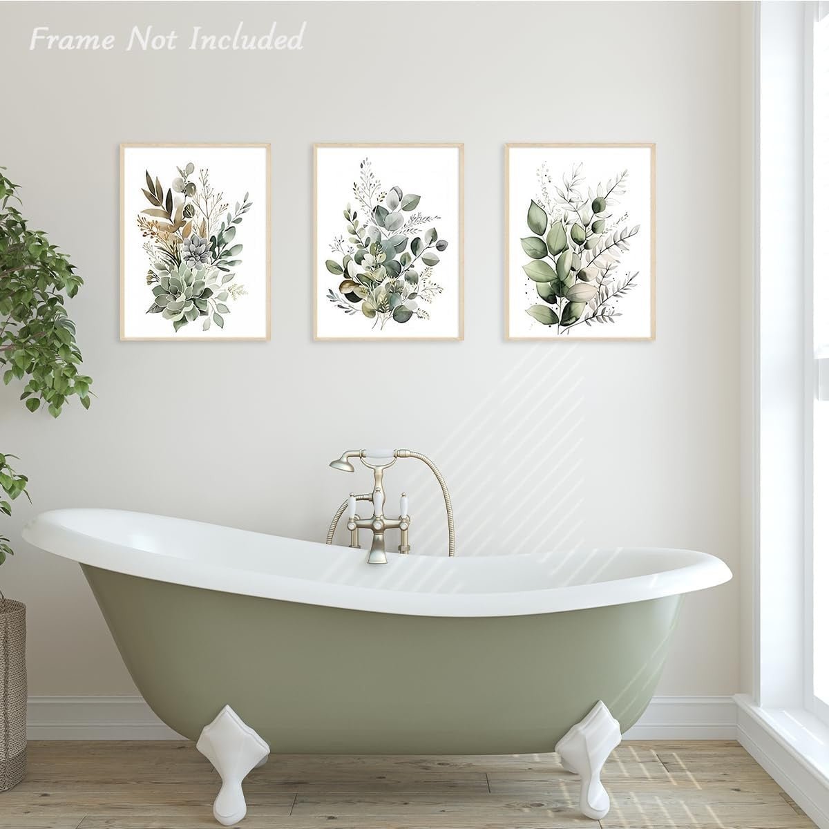 Boho Green Leaves Botanical Wall Art Prints 3‑Piece 12×16 in - Kwikley