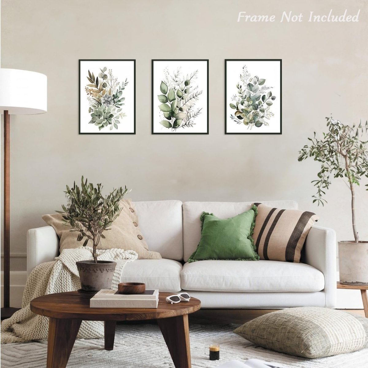 Boho Green Leaves Botanical Wall Art Prints 3‑Piece 12×16 in - Kwikley