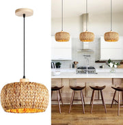 Boho Pendant Lamp Shade 30cm Water Hyacinth Woven E27 Ceiling - Kwikley
