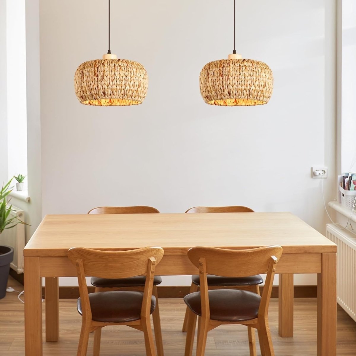 Boho Pendant Lamp Shade 30cm Water Hyacinth Woven E27 Ceiling - Kwikley