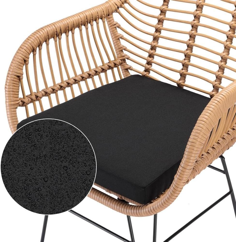 Boho Rattan Dining Chairs Set of 2 Cushioned Garden Balcony Armchairs - Kwikley