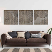 Boho Wood Wall Art Set of 3 Large Circular Geometric Panels - Kwikley