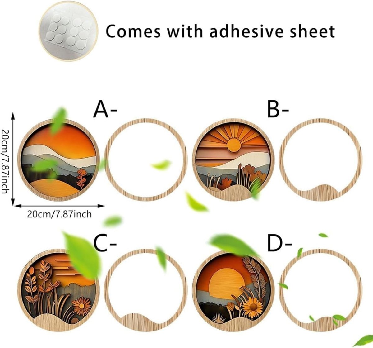 Boho Wooden Wall Art Round 7.8in Geometric Decor - Kwikley