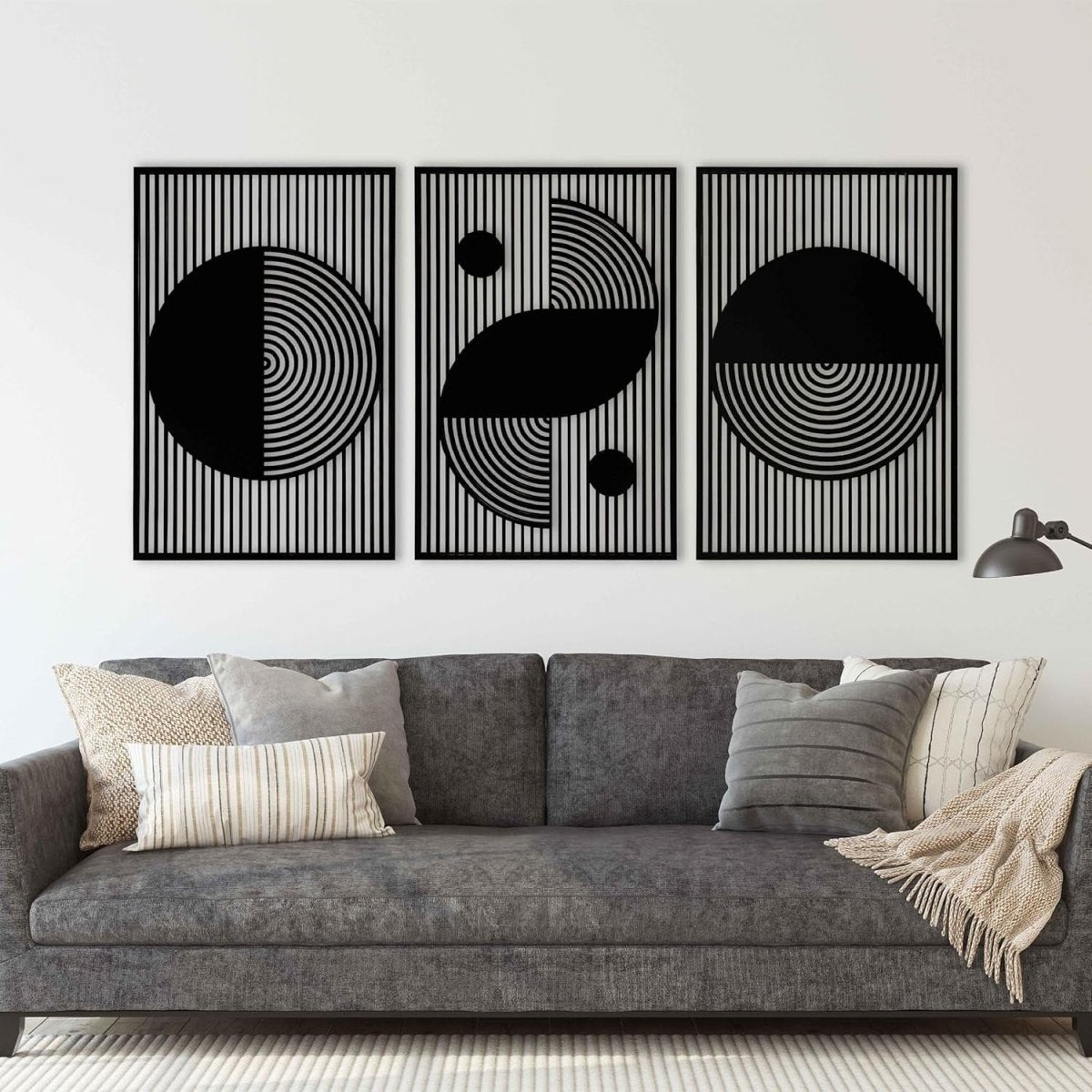 Boho Wooden Wall Art Set of 3 Large Geometric Panels Decor - Kwikley