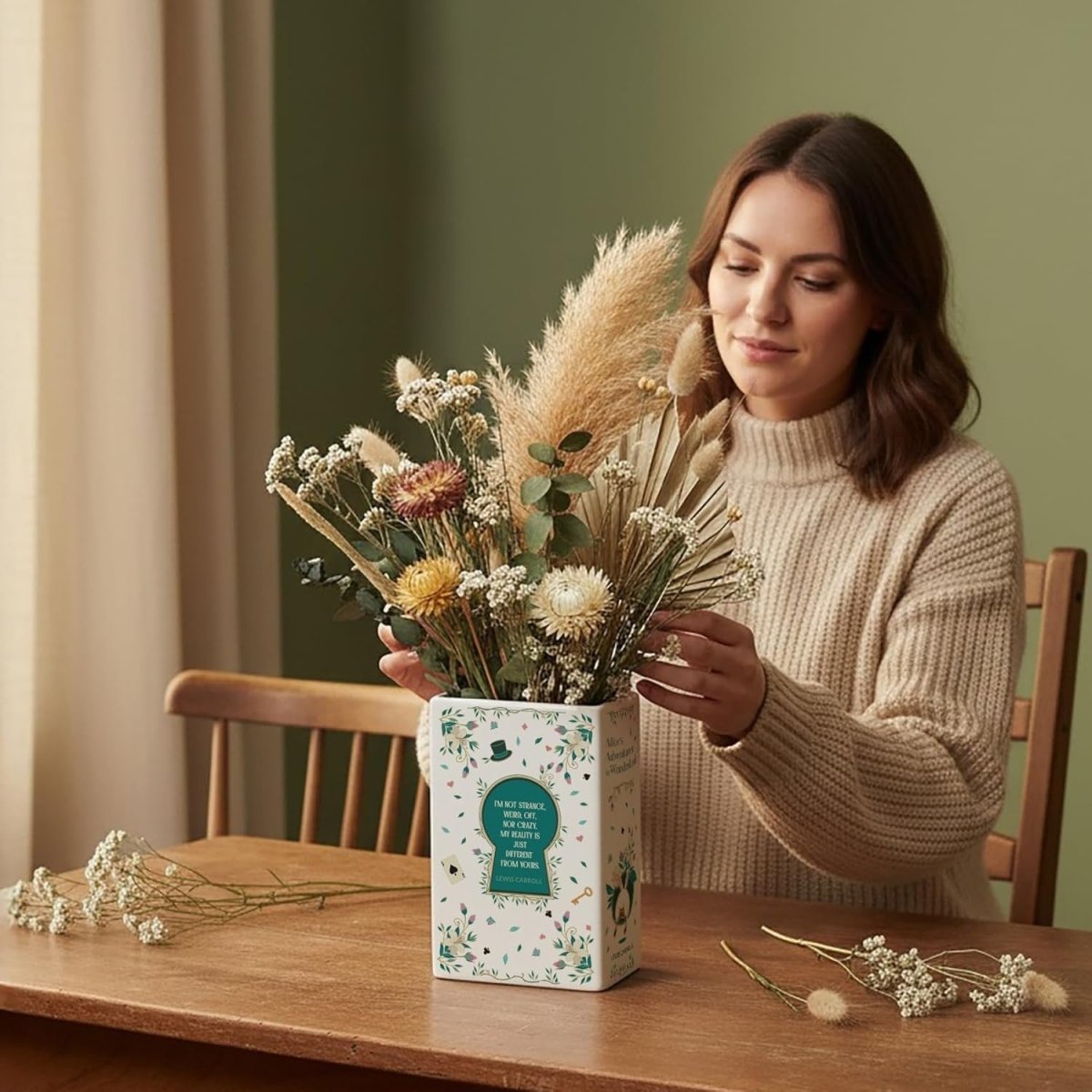 Book Shaped Ceramic Flower Vase with Bookmark | Decorative Book Planter Gift - Kwikley