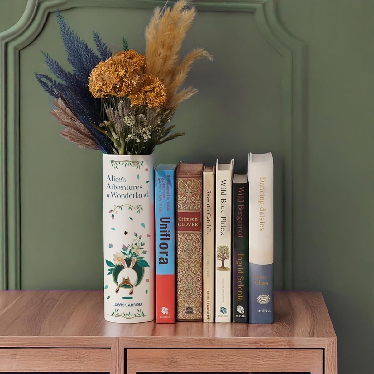 Book Shaped Ceramic Flower Vase with Bookmark | Decorative Book Planter Gift - Kwikley