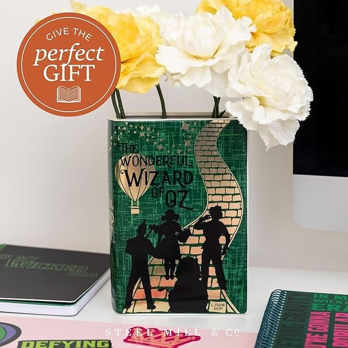 Book Shaped Ceramic Vase Decorative Bookshelf Flower Home Decor - Kwikley