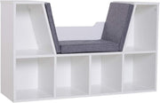 Bookcase with Cushioned Reading Seat 6 Cube Storage Bench White - Kwikley