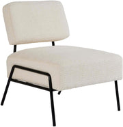Boucle Accent Chair Cream Lounge Seat Black Metal Legs - Kwikley