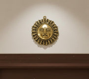 Brass Sun Face Wall Hanging 6.25in Metal Idol Home Decor - Kwikley