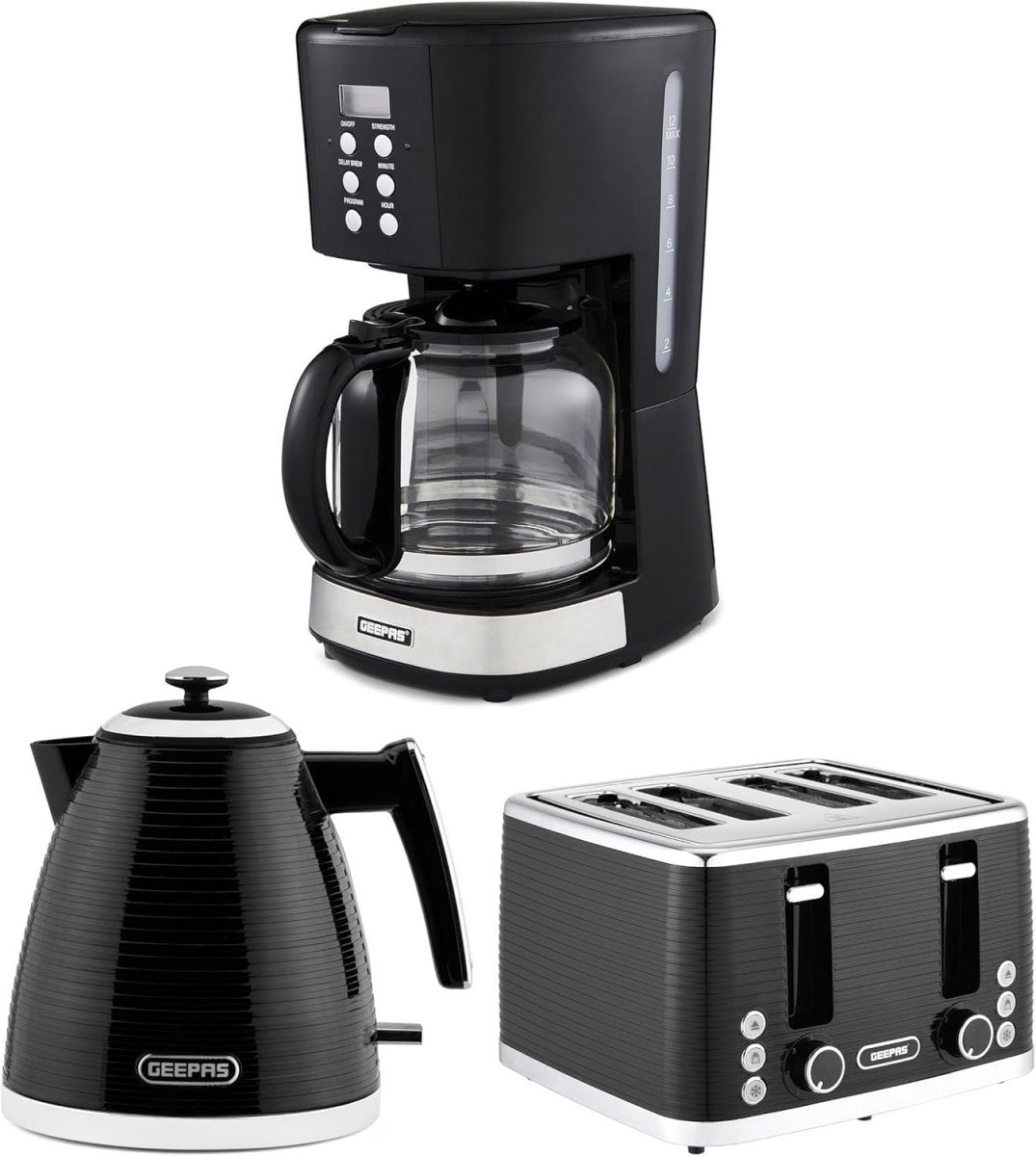 Breakfast Set 3 - Piece | 1.5L Coffee Maker + 1.7L Fast Boil Kettle - Kwikley