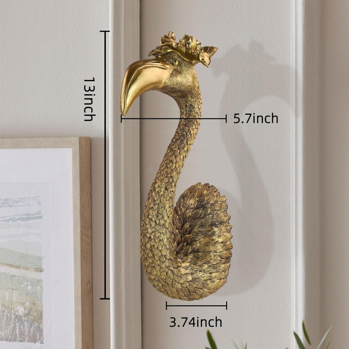 Bronze Flamingo Wall Art Resin Bird Head Boho Decor - Kwikley