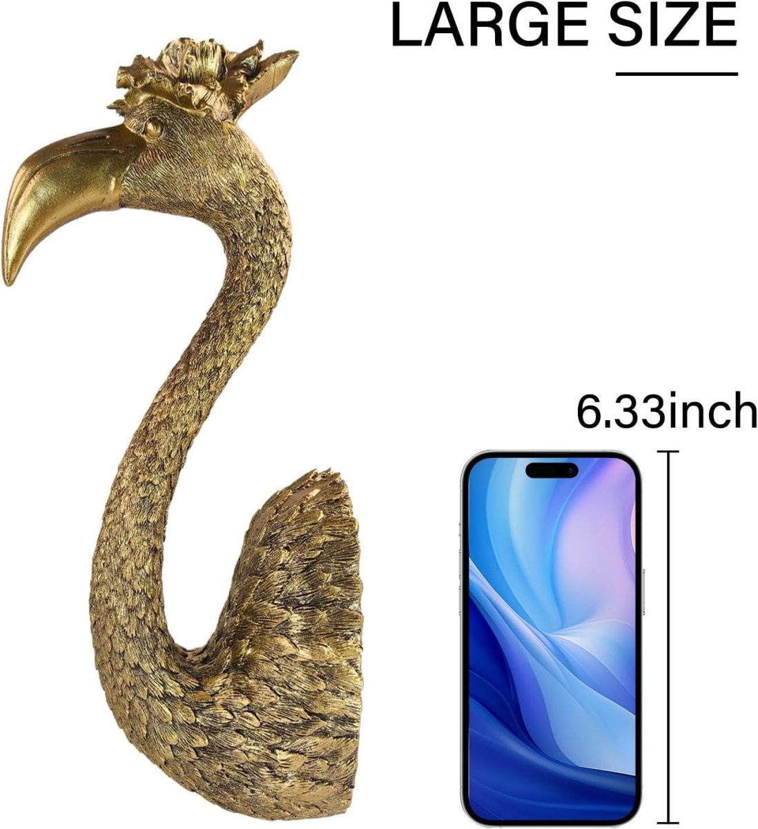 Bronze Flamingo Wall Art Resin Bird Head Boho Decor - Kwikley