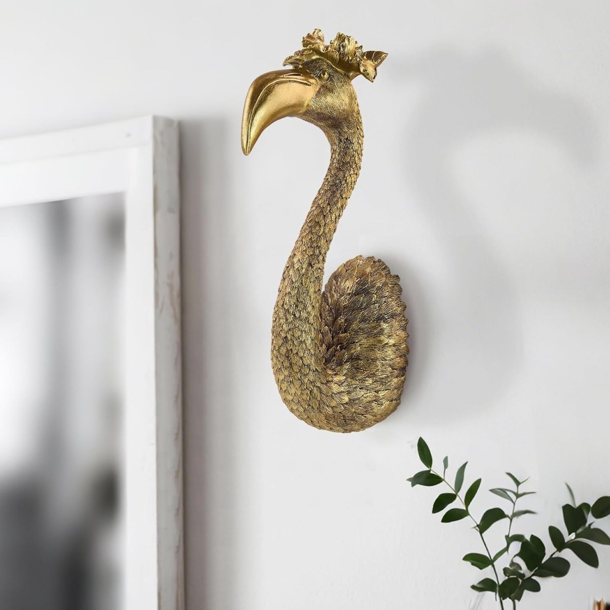 Bronze Flamingo Wall Art Resin Bird Head Boho Decor - Kwikley