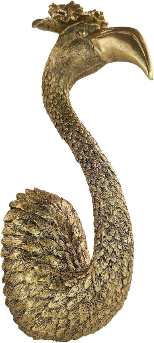 Bronze Flamingo Wall Art Resin Bird Head Boho Decor - Kwikley