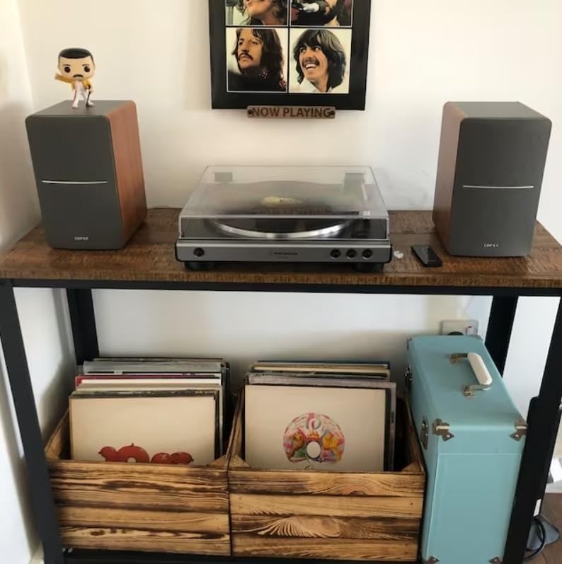 Brown Burnt Effect Wooden Crates 39x29x24cm – Handmade Set of 2 - Kwikley