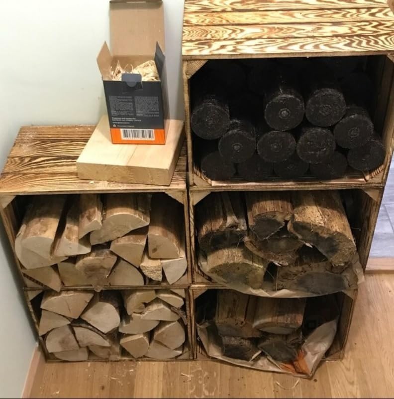 Brown Burnt Effect Wooden Crates 39x29x24cm – Handmade Set of 2 - Kwikley