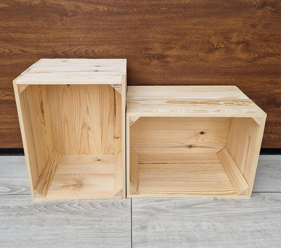 Brown Natural Wood Crate 29x24x39cm Rustic Storage Box Handcrafted - Kwikley