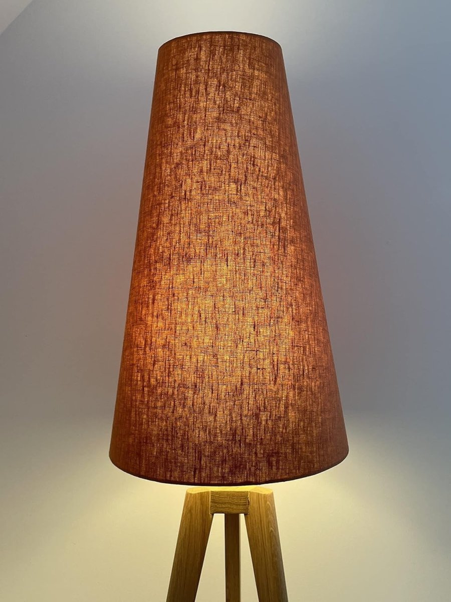 Burnt Orange Extra Tall Cone Lampshade 100% Linen 50cm Textured Handmade - Kwikley