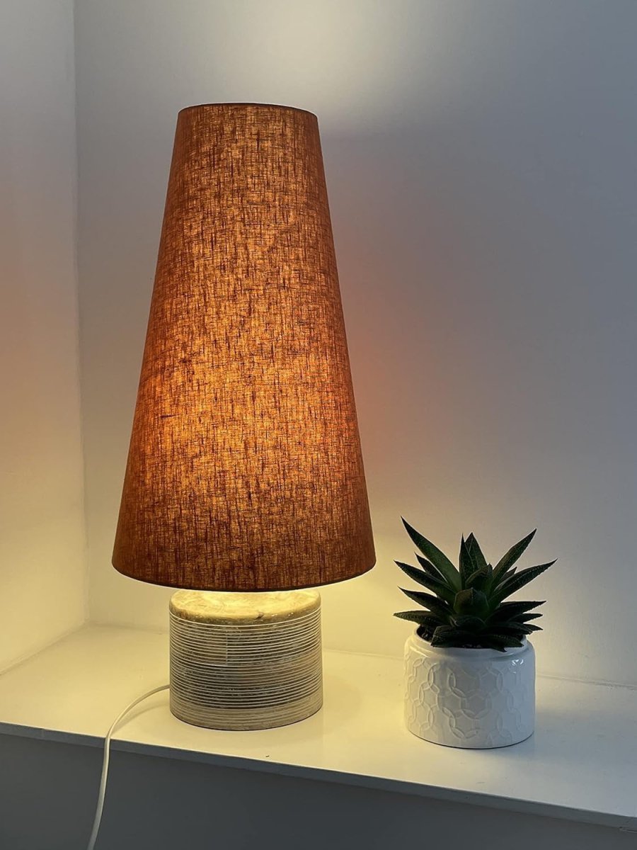 Burnt Orange Extra Tall Cone Lampshade 100% Linen 50cm Textured Handmade - Kwikley