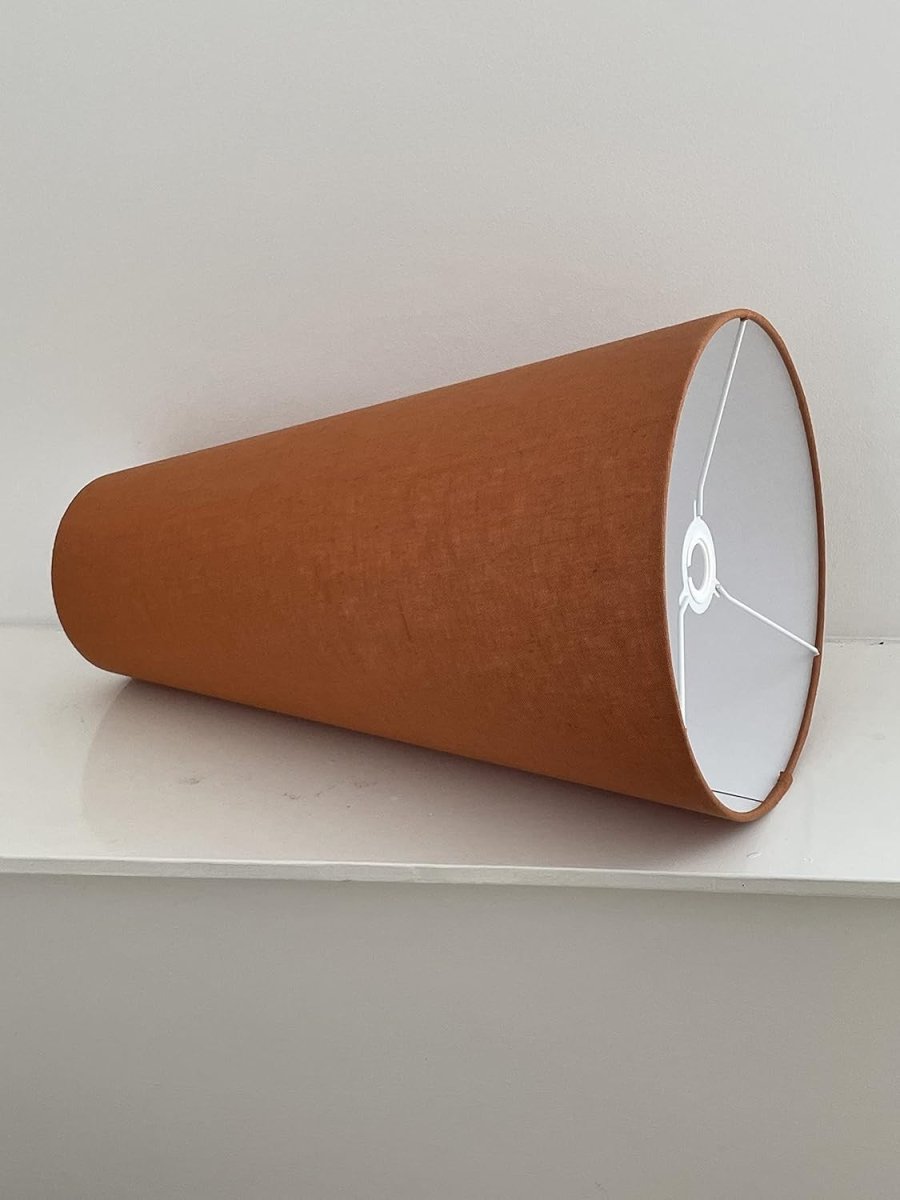 Burnt Orange Linen Extra Tall Cone Lampshade 50cm Modern Floor Table Lamp - Kwikley